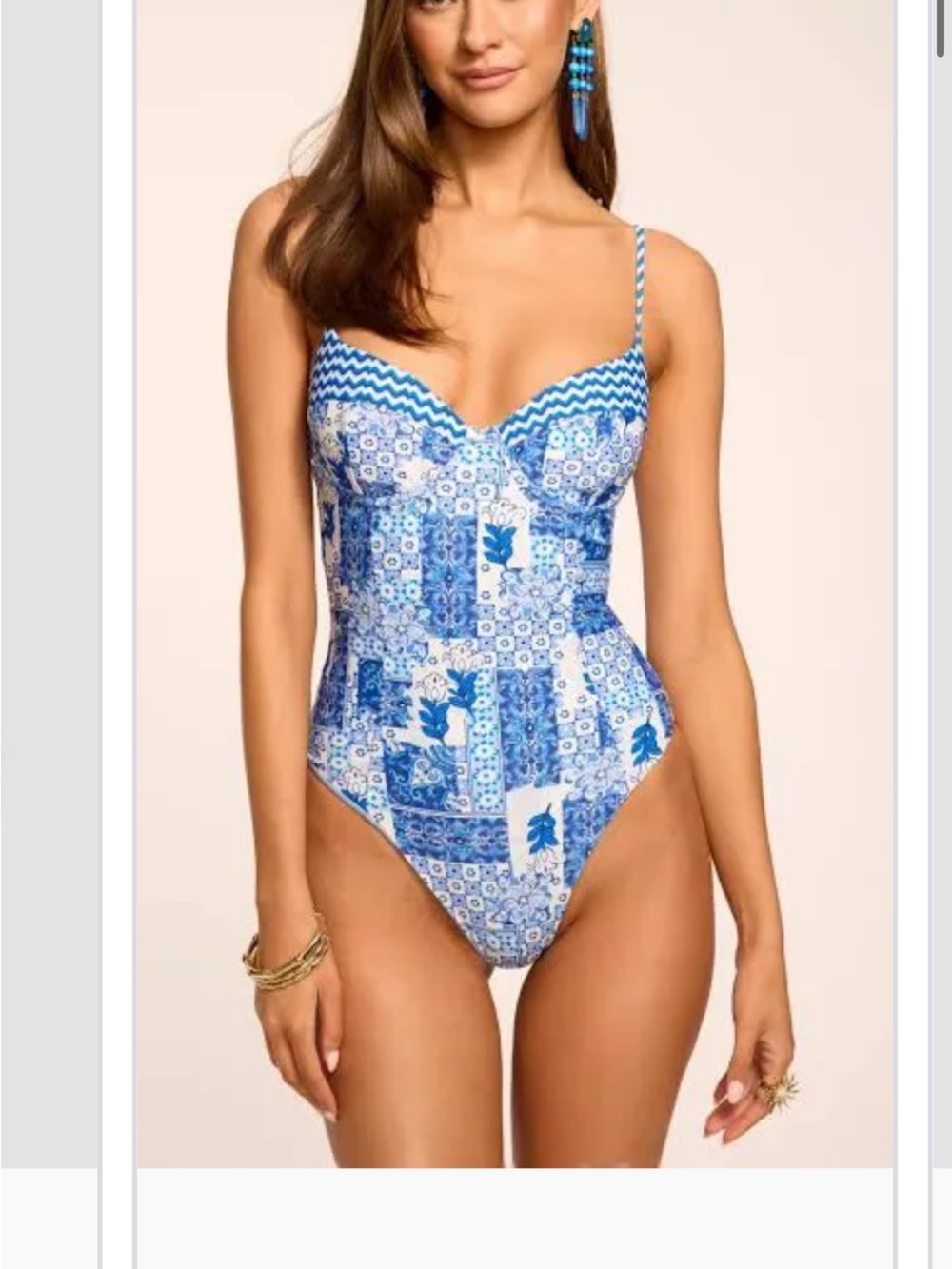 Ramy brook jayda Blue Tile Print One-Piece Swimsuit
